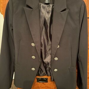 Nicole Miller Black Blazer with Silver Buttons